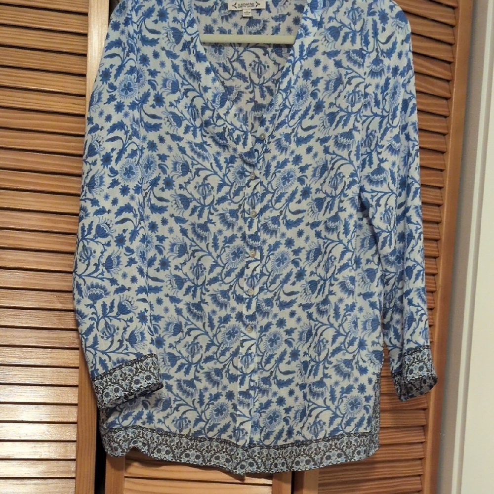 Soft And Airy Blue and White Floral Blouse